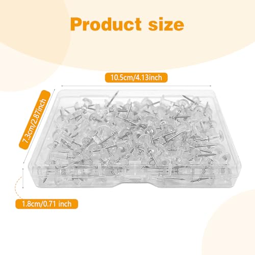 Skythrive Transparente Reißzwecken 100 Stück - Stecknadeln mit Plastikbox, ideale Polster Reißnägel für DIY, Bulletin Board, Kork Boards und Wandkarten
