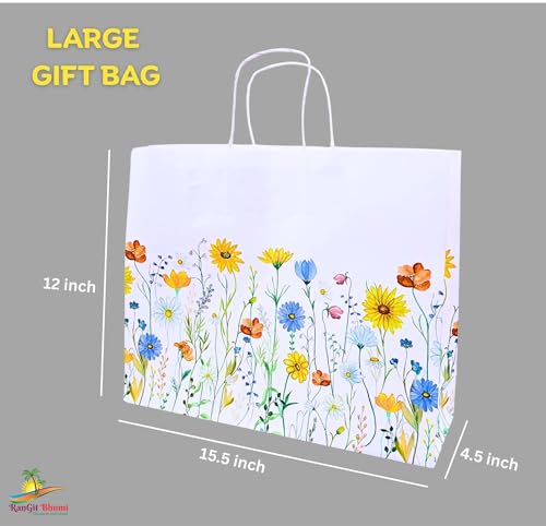 Image of RanGit Bhumi Gift Bags- Large Paper Bags with Handles for Corporate event, Birthday, Wedding, Festivals, Party Favor Goodie Treat Bag, Craft Paper Return Gifting Covers (Large-Multicolors, Pack of 10)