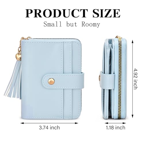 Image of oscaurt Wallet Women Small RFID Blocking Bifold Credit Card Wallets with ID Window and Tassel Zipper Coin Pocket Ladies Wallet