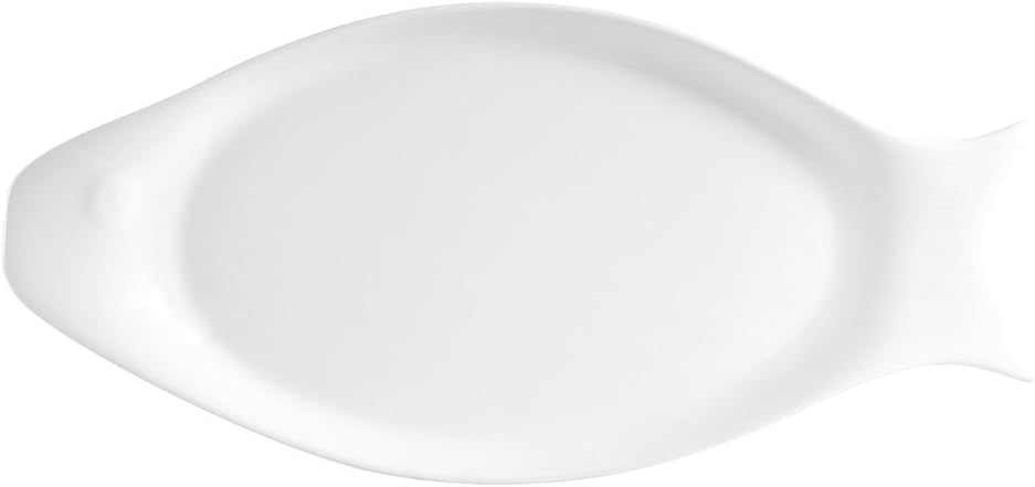 CAC China COL-F41 Super White Porcelain 12-1/4-Inch by 6-Inch by-7/8-Inch Fish Platter, Box of 12
