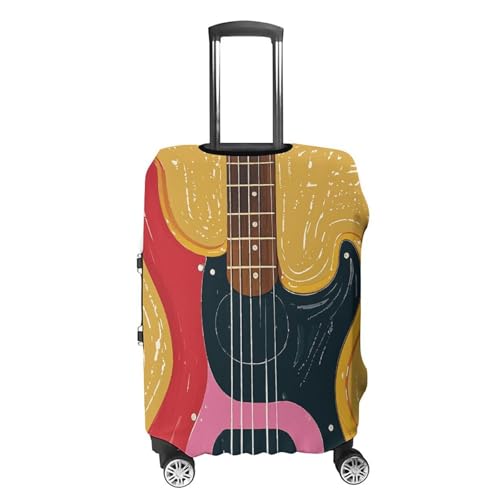 Luggage Cover for Travel Guitar Bass Music Musical Instrument Fashion Luggage Covers Washable Stretch Suitcases Protector Fits 19-32 Inch Luggage S4