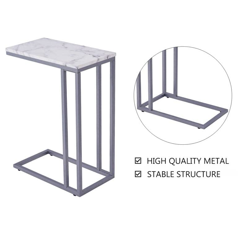 Image of Arrow Crafts Side Table with MDF White Colour and Gold Body Frame Finish Side Snack End Table