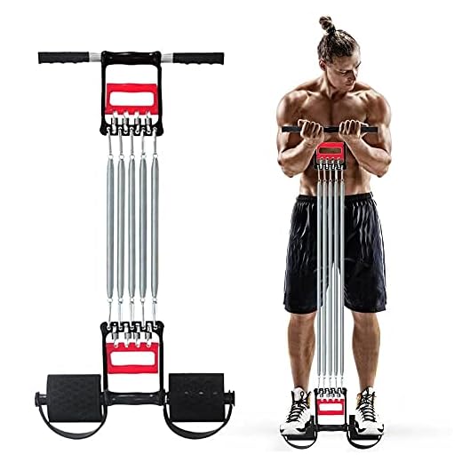 COVVY Spring Chest Expander, Tummy Trimmer Hand Gripper 3 in 1 Pull-up Bars Exerciser With 5 Metal Springs, Arm Strength Trainer