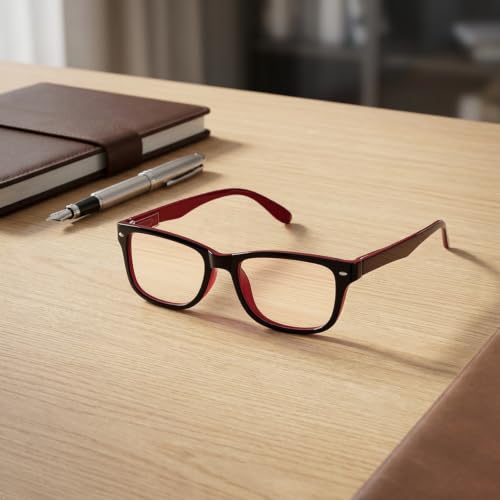 Image of Eyekepper Reading Glasses Men, Readers for Women, 0.50 Stylish Red