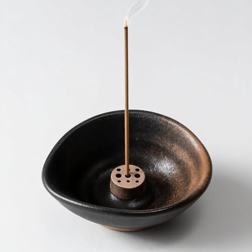Urban Nest Portaincenso in Ceramica – Bruciatore di Incenso Artigianale per Bastoncini e Coni (Smalto Colorato, 8×10×4 cm)