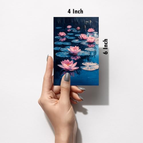 Image of SiddArtify Floral Wall Art Prints Set - Impressionist Lotus Flower Poster Decor for Living Room Bedroom Office - Set of 2-4x6 Inch - Board (Pack of 6) - Sticker (Pack of 6)