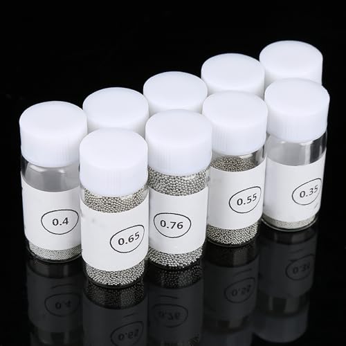 Image of BGA Tin Solder Ball, 9 Bottles 0.3-0.76mm Reballing Stencils, BGA Solder Bead for PCB Board GPU CPU IC Chip Circuit Module