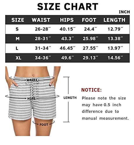 Orrpally Pajama Shorts Womens Lounge Short Sleep Shorts Pajama Bottoms 2-Pack Grey Grey Stripe Xl #TOP5