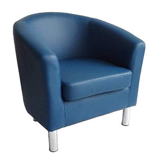 The Home Garden Store Designer Leather Tub Chair Armchair For Dining Living Room Office Reception (Royal Blue)
