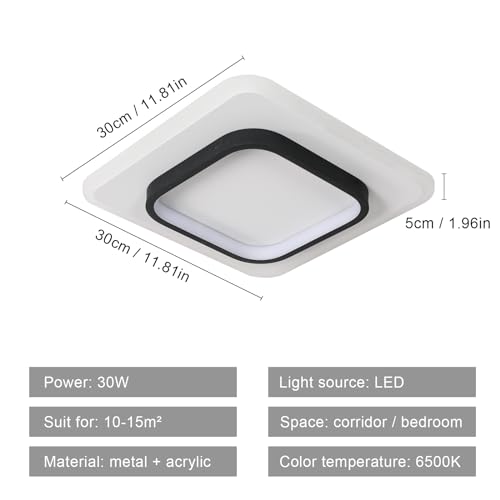DELIPOP Modern LED Ceiling Lights, 30W 3375LM Acrylic Square Ceiling Lamp Cool White 6500K - Image 4