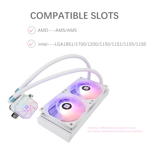 Image of TR-Thermalright Aqua Elite 240 White V3 Aio CPU Cooler-240mm Liquid Cooler,2x120mm ARGB Cooling Fan,Easy Installation,Compatible with AM5 /AM4, LGA1851 /1700 /115X /1200, White