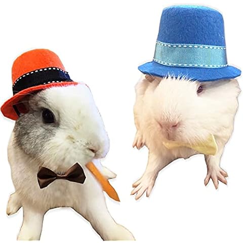 Guinea Pig Halloween Set - 2 Pack Small Animal Magician Hat and Bowtie Halloween Costume Party Hat for Guinea Pig Rabbit Bunny Ferret Chinchilla Kitten Puppy 4Pcs in One Set (2 Pack Magician Costume) Cover