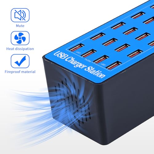 USB Charging Station,100W 20-Port Multi Device Charger with Intelligent Safety Features,Charging Station for Multiple Devices Phone,Watch,Pad,Speakers,Headphones,PS Compact for Home,Office,Travel - Image 6