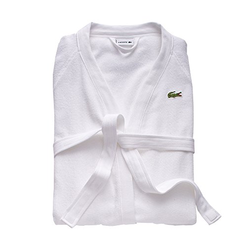 Image of Lacoste Classic Pique Cotton Terry Bath Robe, Unisex, One Size,