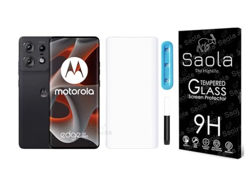 Image of Saola 1-Pack UV Curved Tempered Glass for Motorola Edge 50 Pro | 9H Hardness | Edge-to-Edge Full Screen | UV Light Installation | Scratch Resistant | Case Friendly Screen Protector. (6.7 Inches)