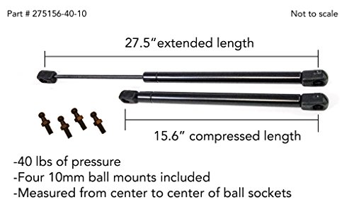 2 Truck Upfitters Gas Props for Undercover Tonneau Covers ONLY. 27.5\" extended and 15.6\" compressed length (measured from center of ball mounts), 38 pounds of pressure ea. Incl 4 ball mounts! - Thumbnail 2