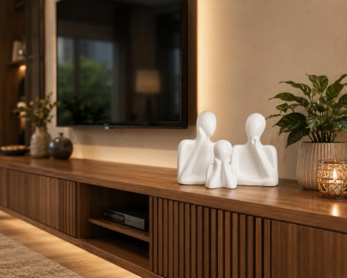 Image of Family Statue - Set of 3 (5 inches) | Abstract Human Figurines for Home Decor | Decorative Statues for Living Room, Bedroom & Shelf Decor | Gift for Housewarming & Anniversary (W3F)