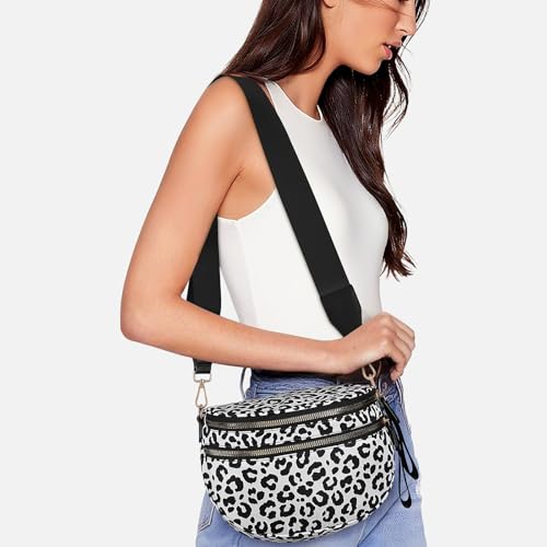 hibear Leopard Print Purse for Women Nylon Spacious Bum Bag Crossbody Waist Bag Fanny Pack Shoulder Bumbags — view 2