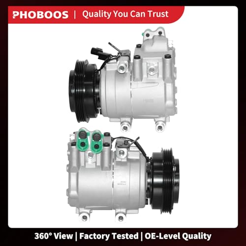 Image of PHOBOOS A /C Compressor with Clutch Compatible with Hyundai Elantra 2001-2006 & Tiburon 2003-2008, L4 2.0L, Fast Cooling, Low Noise, Easy Installation, Ref. CO-10926C