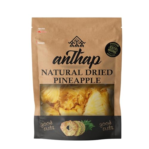 Anthap - Anthap 100% Natural Dried Pineapple, No Additives, No Added Sugar, No Preservatives, Naturally Sweet & Tangy, Vegan & Gluten-Free, Rich in Antioxidants, Perfect for Snacking, High in Fiber, 500g