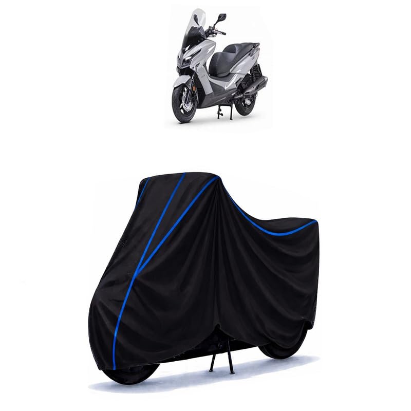 Image of Scooty Cover Water Resistant for X-Town 300i BS6 | Universal Scooter & Bike Cover | Heavy Duty UV Dust, Rain & Scratch Protection | Elastic Fit All Weather Indoor Outdoor | Black with Blue Piping