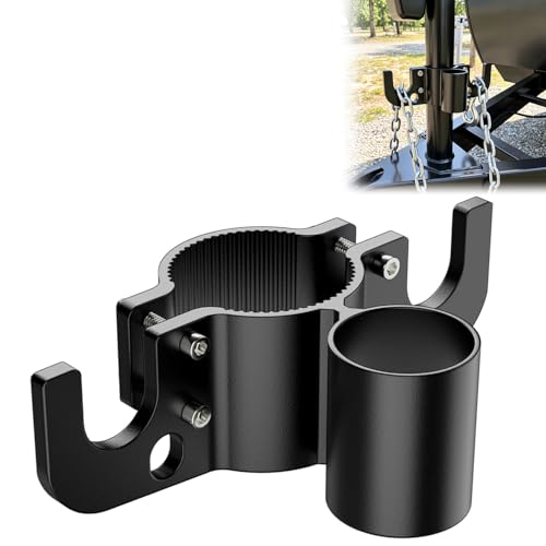 Aluminum Trailer Chain Holder Trailer Towing Chain Organizer with 7 Way Plug Holder Cover Heavy Duty Anti-Rust Cable Wire Harness Holder RV Tongue Jack Towing Accessories