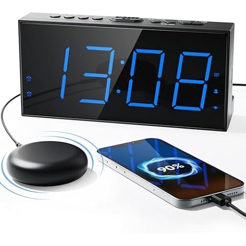 Super Loud Alarm Clock with Bed Shaker and Dual Alarm Cover