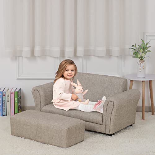 Getifun Kids Sofa Chair With Ottoman/Pvc Leather Toddler Couch With Plastic Legs/Upholstered Children Armchair For Kids Under 4 Years Old/Single Seat With Stool (Double) #TOP1