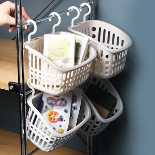 Cesta colgante de plástico beige rectangular para organización en el hogar 3