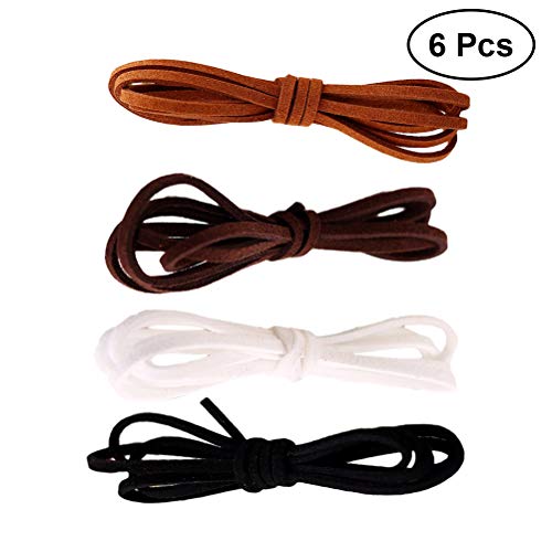 Clispeed 4 Bundles Fibra Flachleder Perlen Faux Suede Cord String für die Kette Armband Fußkette Making (Schwarz Braun Weiß und Khaki)