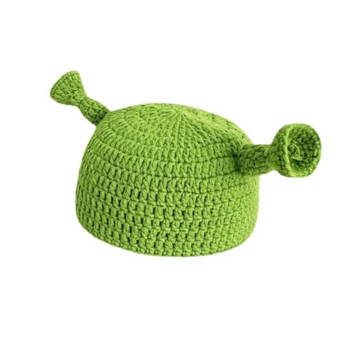 Gor-ro de La-na Tejido a Mano,Divertido Monsters Verde sombrero, Go-rro cálido y Duradero, Verde Monsters Gor-ro de Lana Aplicable Gorro de Lana para Cosplay,Gorro de Invierno para Mujeres y Hombres