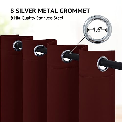 Image of COSVIYA Grommet Room Darkening Burgundy Curtains 63 inch Long for Bedroom | Light Blocking Insulated Thermal Curtains for Living Room, Blackout Thick Polyester Window Drapes,52x63 inches, 2 Panels
