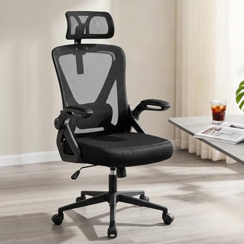Image of Mesh Office Chair with Adjustable Lumbar Support, Ergonomic High Back Desk Chair with Headrest, Swivel Rolling Computer Chair for Home Office (Black)