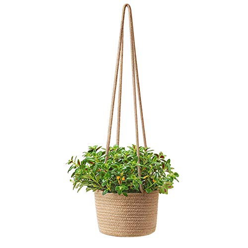 LWAN3 Maceta colgante con cuerda larga para colgar, cuerda de algodón, cesta de plantas para colgar en la pared, moderno organizador de almacenamiento interior