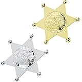Das perfekte Mitgebsel. Mottofuchs 2 x Sheriffstern Sheriff Gold + Silber Indianer Cowboy Polizei Stern Mitgebsel Fasching