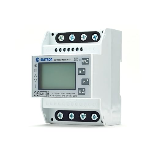 Image of SDM630 Modbus Three Phase, Electric Energy Meter,100 Amp kWh DIN-Rail Power Meter, Pulse Meter, Modbus RS485 RTU. Digital LCD Touch Screen with Backlight. MID Certified /Calibrated