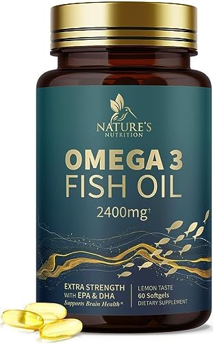 Omega 3 Fish Oil with 3X Strength EPA & DHA Highest Potency | Brain Support, Brain & Nervous System Health, Hair, Skin & Nail Health Support Supplements | 2400mg – 60 Softgels Omega 3 Fish Oil with 3X Strength EPA & DHA Highest Potency | Brain Support, Brain & Nervous System Health, Hair, Skin & Nail Health Support Supplements | 2400mg – 60 Softgels
