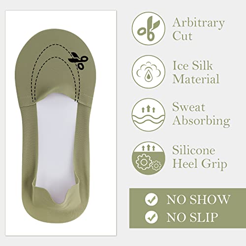 10 Pairs No Show Socks Women Men Low Cut Liner Socks Ice Silk Socks Nonslip Liner Socks Invisible Socks Thin Socks (White, Nude, Gray, Green, Purple) #TOP2