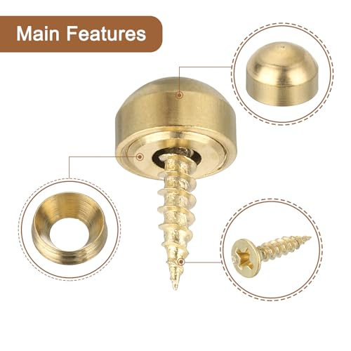 uxcell 12 tornillos decorativos de latón con tapa 9mm miniatura 4