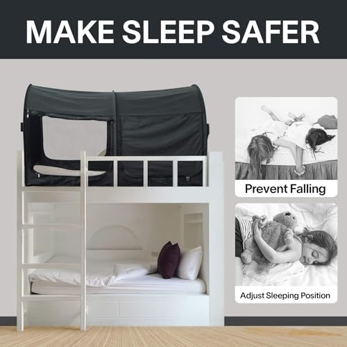 Image of Alvantor Bed Canopy Bed Tents 2-in-1 Dream Tents Privacy Space Twin Size Sleeping Tents Indoor Pop Up Portable Frame Curtains Breathable Gray Cottage Reducing Light & Air Ventilation