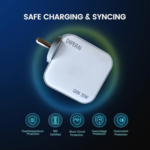 Image of DeperAI 35W Dual Port GaN III Fast Charger A+C - MFi Certified, PD3.0 & UFCS Support iPhone, iPad, Android Devices (White and Grey)