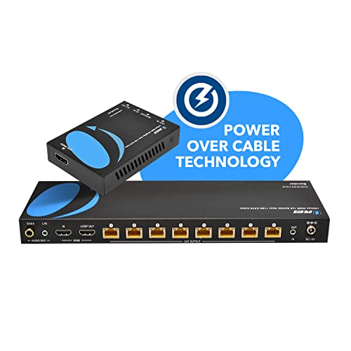 Orei 4K 1X8 Hdmi Extender Splitter, Multiple Over Single Cable Cat6/7 4K@60Hz 4:4:4 Hdcp 2.2 With Ir Remote Edid Management - Up To 115 Ft - Loop Out - Low Latency - Full Support #TOP2