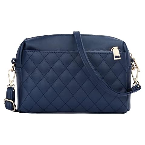 KKXIU Triple Zip Lightweight Small Crossbody Bags for Women Quilted Shoulder Purses and Handbags, B-navy Cover