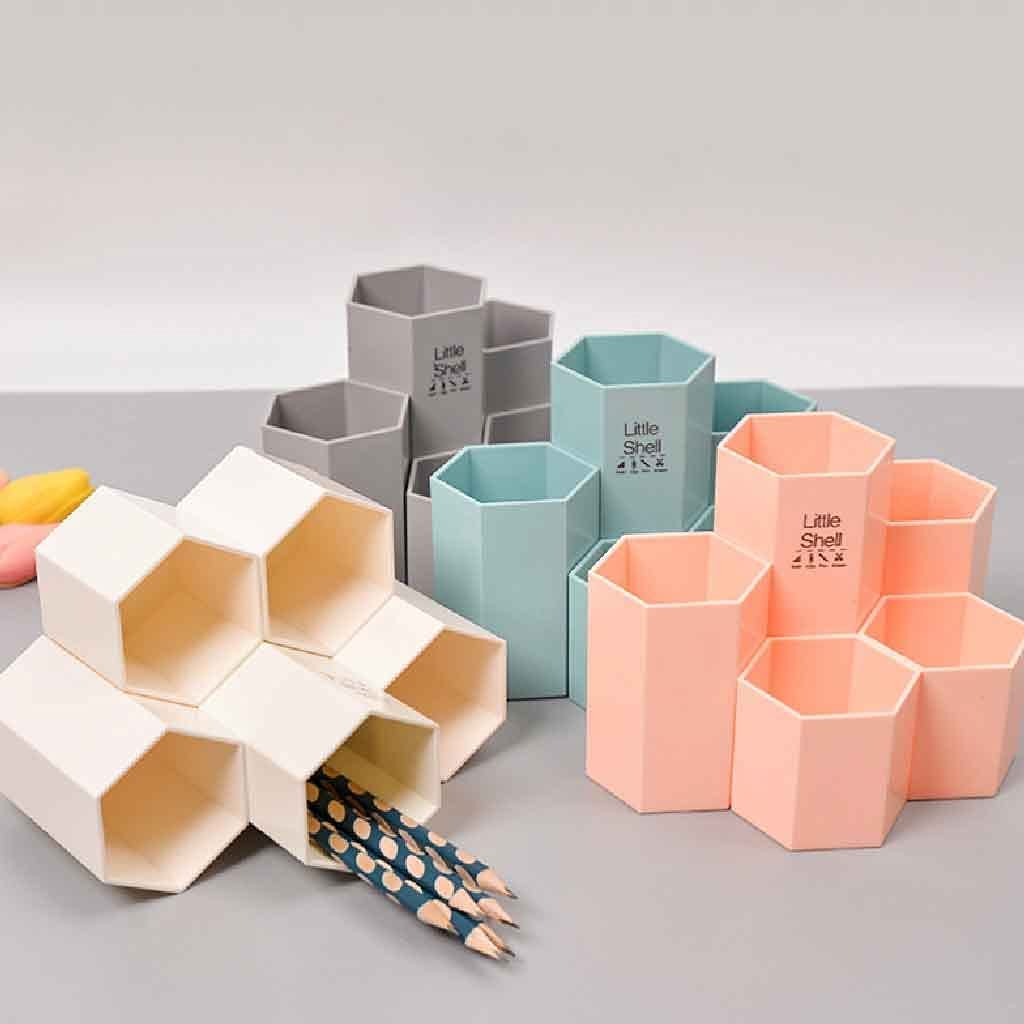 Papelería Portalápices Hexagonal, portalápices Creativo de Gran Capacidad, portalápices de plástico Simple para Oficina y Aula Portalápices
