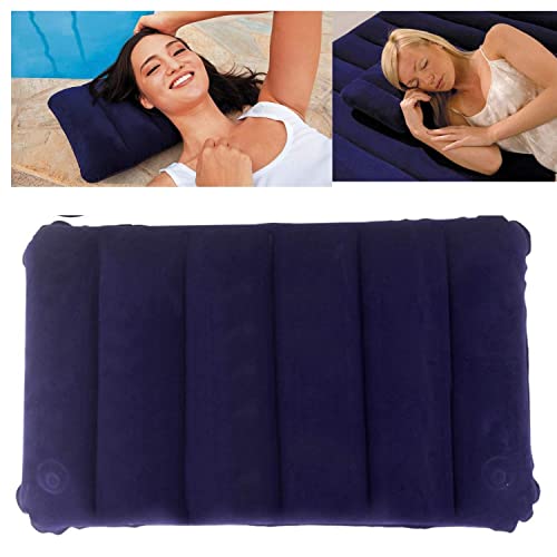 Image of Velvet Soft Comfort Air Inflatable Travel Pillow Blue