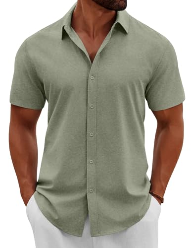 COOFANDY Men's Button Down Shirts Short Sleeve Casual Summer Beach Shirts Vacation Wedding Shirts