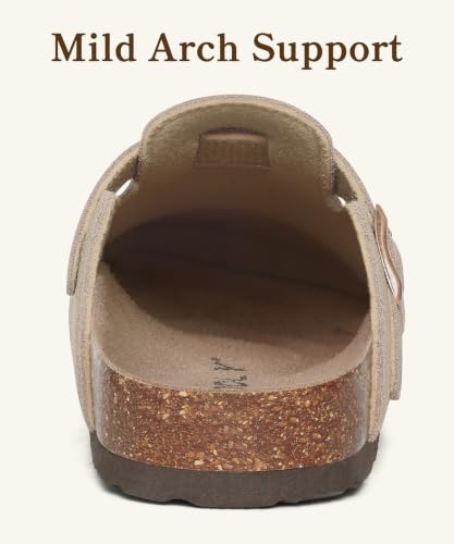 Image of ODOLY Genuine Suede Clogs for Women Men Comfort Cork Footbed Potato Shoes