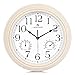 Lafocuse Reloj de Pared Silencioso Vintage con Termómetro e Higrómetro Reloj de Cuarzo Retro sin Tic TAC para Cocina Salon Comedor 30cm