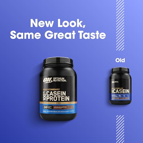 Image of Optimum Nutrition Gold Standard 100% Micellar Casein Protein Powder, Slow Digesting, Helps Keep You Full, Overnight Muscle Recovery, Chocolate Supreme, 2 Pound (Packaging May Vary) | 24g of 100% Micellar Casein Protein Per Serving, Slow Digesting, Helps Keep You Full, Overnight Muscle Recovery, Easy Mixing
