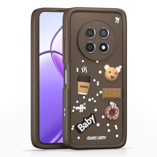 Image of Pikkme Back Cover for Realme Narzo 70x 5G / N65 / Realme 13 /12 / 12X 5G / C65 | Cute Fun Cartoon 3D Bear Silicone Full Body Protection Bumper Cover (Brown)